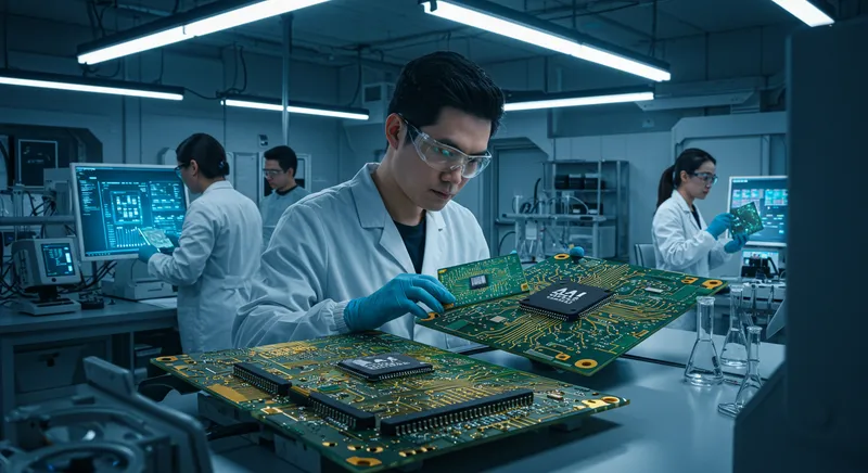 Diferentes tipos de chips de processamento para inteligência artificial.